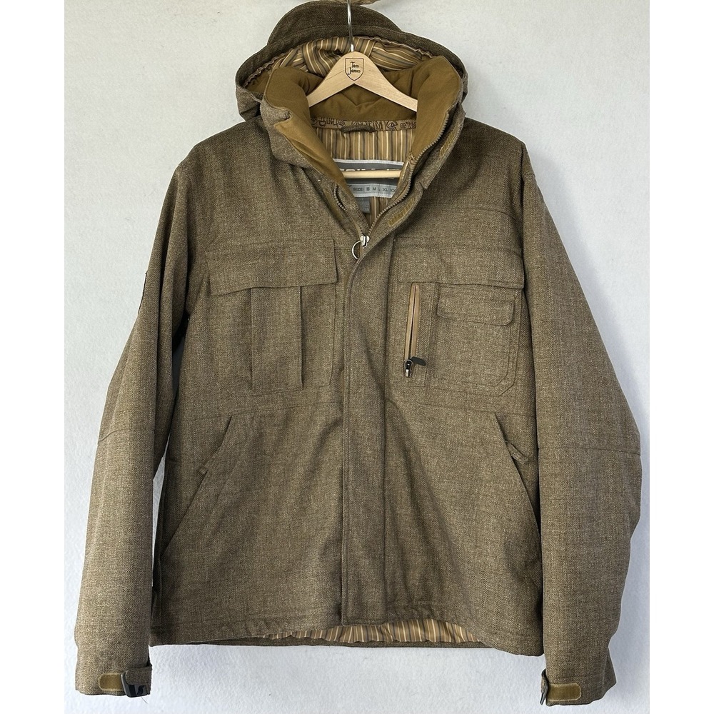 SIMS Snowboard Herringbone Ski Jacket Removable Hood Men's Size Small Lined